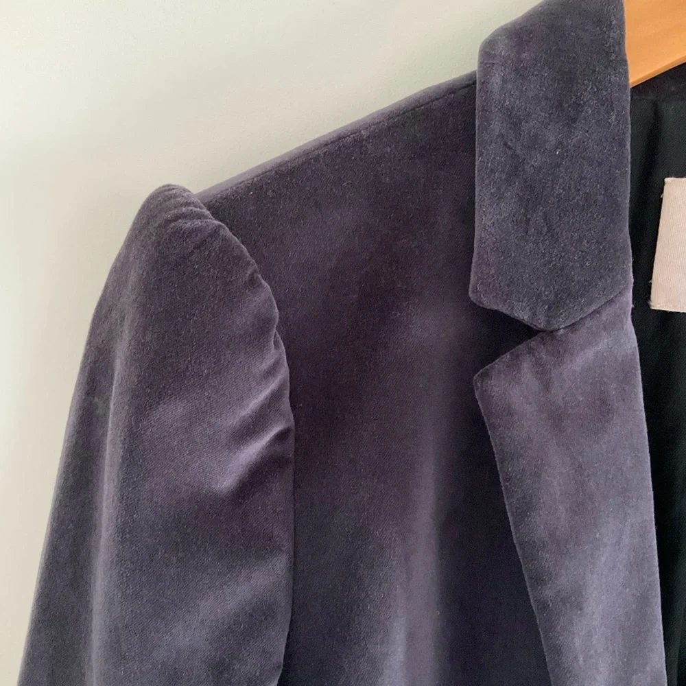 Rebecca Taylor Blue Stretch Velvet Blazer